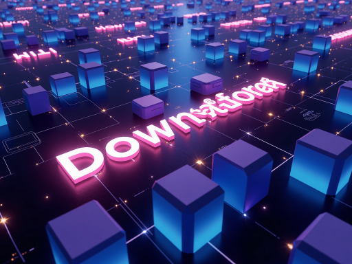 域名特色展示图，包含多个商业应用场景，深蓝色背景，现代科技风格